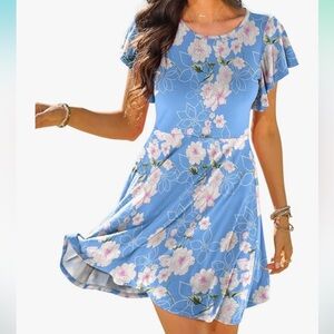 Floral ruffle sleeve dress